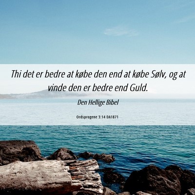 Picture 06 - Ordsprogene 3:14 DA1871 - Thi det er bedre at købe den end at købe Sølv, - Bible Verse Picture