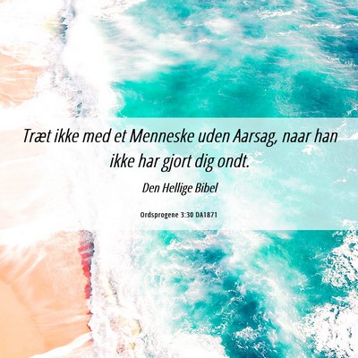 Picture 06 - Ordsprogene 3:30 DA1871 - Træt ikke med et Menneske uden Aarsag, naar han - Bible Verse Picture