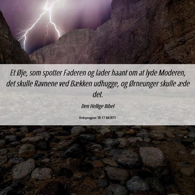Picture 06 - Ordsprogene 30:17 DA1871 - Et Øje, som spotter Faderen og lader haant om at - Bible Verse Picture