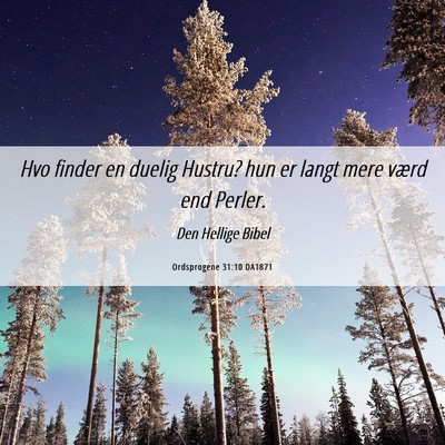 Picture 06 - Ordsprogene 31:10 DA1871 - Hvo finder en duelig Hustru? hun er langt mere - Bible Verse Picture