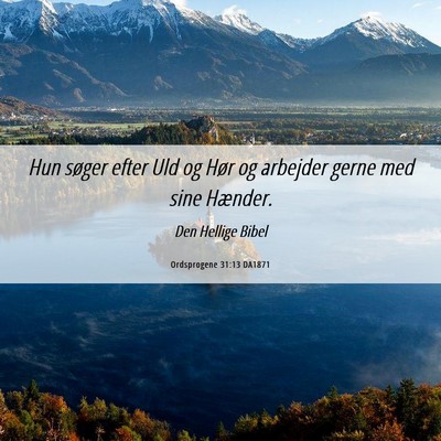Picture 06 - Ordsprogene 31:13 DA1871 - Hun søger efter Uld og Hør og arbejder gerne - Bible Verse Picture