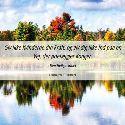Picture 06 - Ordsprogene 31:3 DA1871 - Giv ikke Kvinderne din Kraft, og giv dig ikke ind - Bible Verse Picture