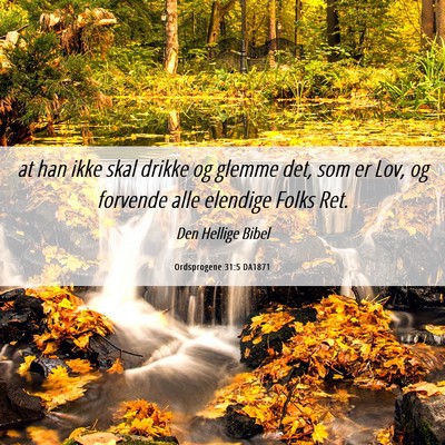Picture 06 - Ordsprogene 31:5 DA1871 - at han ikke skal drikke og glemme det, som er - Bible Verse Picture