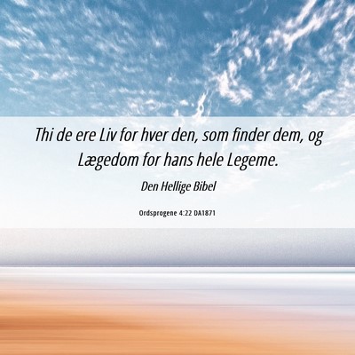 Picture 06 - Ordsprogene 4:22 DA1871 - Thi de ere Liv for hver den, som finder dem, og - Bible Verse Picture