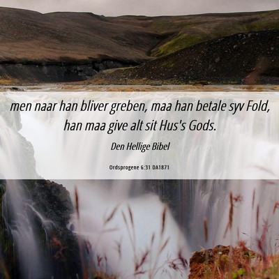 Picture 06 - Ordsprogene 6:31 DA1871 - men naar han bliver greben, maa han betale syv - Bible Verse Picture