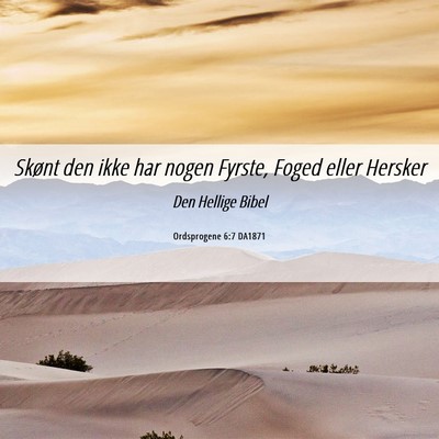 Picture 06 - Ordsprogene 6:7 DA1871 - Skønt den ikke har nogen Fyrste, Foged eller - Bible Verse Picture