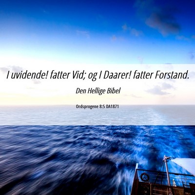 Picture 06 - Ordsprogene 8:5 DA1871 - I uvidende! fatter Vid; og I Daarer! fatter - Bible Verse Picture