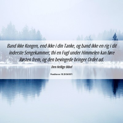 Picture 06 - Prædikeren 10:20 DA1871 - Band ikke Kongen, end ikke i din Tanke, og band - Bible Verse Picture