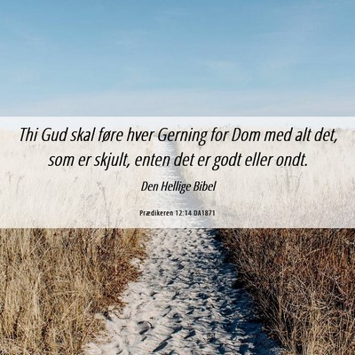Picture 06 - Prædikeren 12:14 DA1871 - Thi Gud skal føre hver Gerning for Dom med alt - Bible Verse Picture