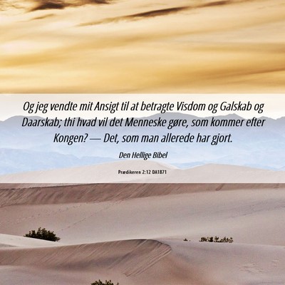 Picture 06 - Prædikeren 2:12 DA1871 - Og jeg vendte mit Ansigt til at betragte Visdom - Bible Verse Picture