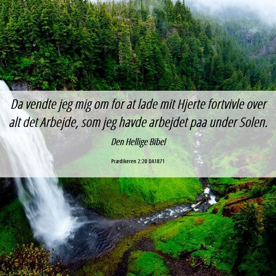 Picture 06 - Prædikeren 2:20 DA1871 - Da vendte jeg mig om for at lade mit Hjerte - Bible Verse Picture