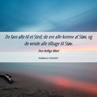 Picture 06 - Prædikeren 3:20 DA1871 - De fare alle til et Sted; de ere alle komne af - Bible Verse Picture