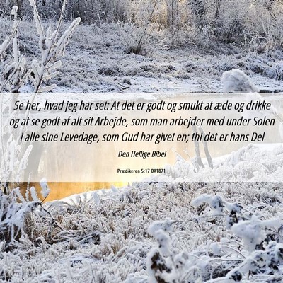 Picture 06 - Prædikeren 5:17 DA1871 - Se her, hvad jeg har set: At det er godt og smukt - Bible Verse Picture