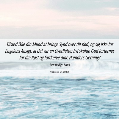 Picture 06 - Prædikeren 5:5 DA1871 - Tilsted ikke din Mund at bringe Synd over dit - Bible Verse Picture