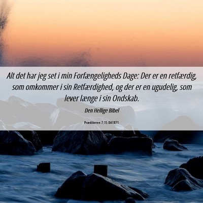 Picture 06 - Prædikeren 7:15 DA1871 - Alt det har jeg set i min Forfængeligheds Dage: - Bible Verse Picture