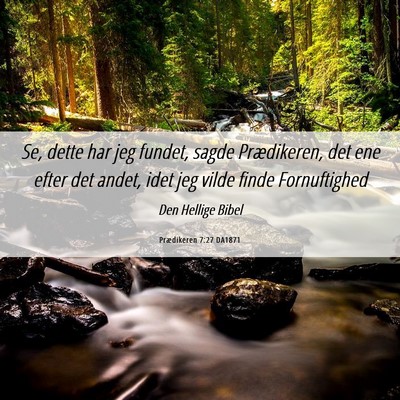Picture 06 - Prædikeren 7:27 DA1871 - Se, dette har jeg fundet, sagde Prædikeren, det - Bible Verse Picture