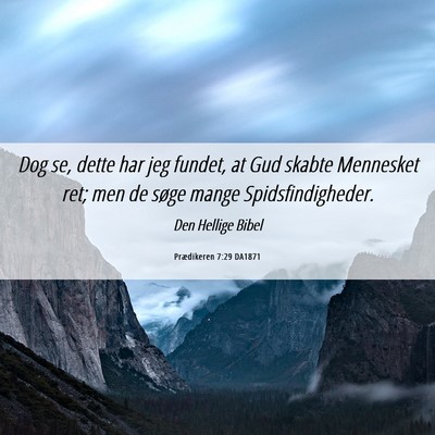 Picture 06 - Prædikeren 7:29 DA1871 - Dog se, dette har jeg fundet, at Gud skabte - Bible Verse Picture