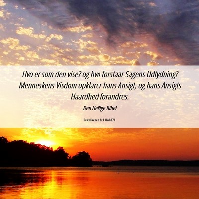 Picture 06 - Prædikeren 8:1 DA1871 - Hvo er som den vise? og hvo forstaar Sagens - Bible Verse Picture