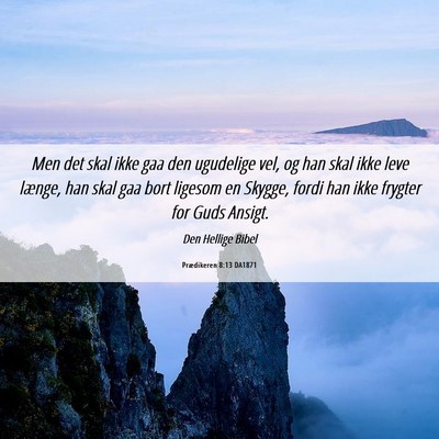 Picture 06 - Prædikeren 8:13 DA1871 - Men det skal ikke gaa den ugudelige vel, og han - Bible Verse Picture