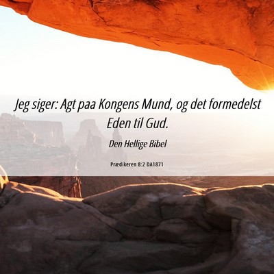 Picture 06 - Prædikeren 8:2 DA1871 - Jeg siger: Agt paa Kongens Mund, og det - Bible Verse Picture