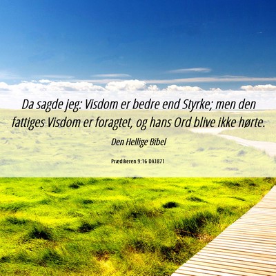 Picture 06 - Prædikeren 9:16 DA1871 - Da sagde jeg: Visdom er bedre end Styrke; men den - Bible Verse Picture