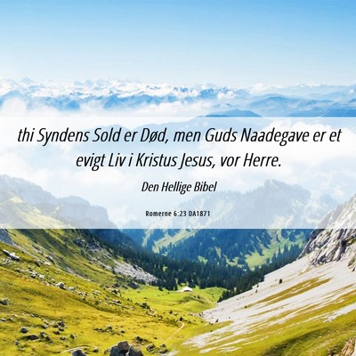 Picture 06 - Romerne 6:23 DA1871 - thi Syndens Sold er Død, men Guds Naadegave er - Bible Verse Picture