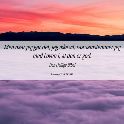Picture 06 - Romerne 7:16 DA1871 - Men naar jeg gør det, jeg ikke vil, saa - Bible Verse Picture