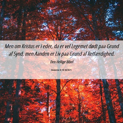 Picture 06 - Romerne 8:10 DA1871 - Men om Kristus er i eder, da er vel Legemet dødt - Bible Verse Picture