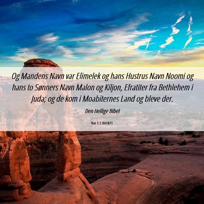 Picture 06 - Rut 1:2 DA1871 - Og Mandens Navn var Elimelek og hans Hustrus Navn - Bible Verse Picture