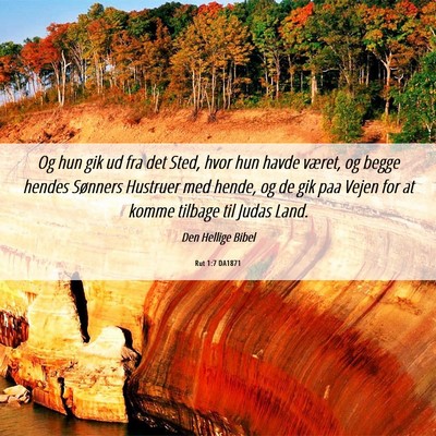 Picture 06 - Rut 1:7 DA1871 - Og hun gik ud fra det Sted, hvor hun havde - Bible Verse Picture