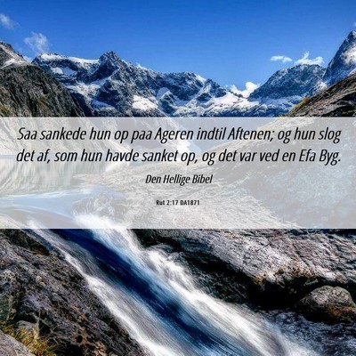 Picture 06 - Rut 2:17 DA1871 - Saa sankede hun op paa Ageren indtil Aftenen; og - Bible Verse Picture