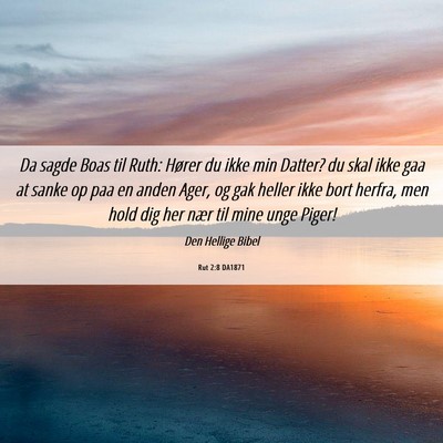 Picture 06 - Rut 2:8 DA1871 - Da sagde Boas til Ruth: Hører du ikke min - Bible Verse Picture