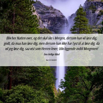 Picture 06 - Rut 3:13 DA1871 - Bliv her Natten over, og det skal ske i Morgen, - Bible Verse Picture