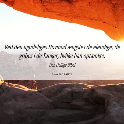 Picture 06 - Salme 10:2 DA1871 - Ved den ugudeliges Hovmod ængstes de elendige; - Bible Verse Picture