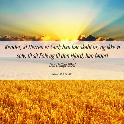 Picture 06 - Salme 100:3 DA1871 - Kender, at Herren er Gud; han har skabt os, og - Bible Verse Picture