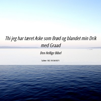 Picture 06 - Salme 102:10 DA1871 - Thi jeg har tæret Aske som Brød og blandet min - Bible Verse Picture