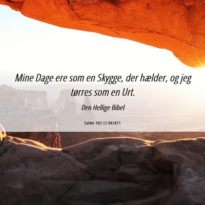 Picture 06 - Salme 102:12 DA1871 - Mine Dage ere som en Skygge, der hælder, og jeg - Bible Verse Picture