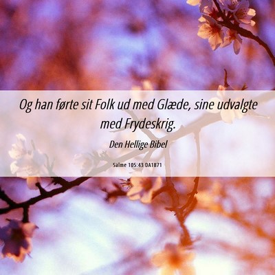 Picture 06 - Salme 105:43 DA1871 - Og han førte sit Folk ud med Glæde, sine - Bible Verse Picture