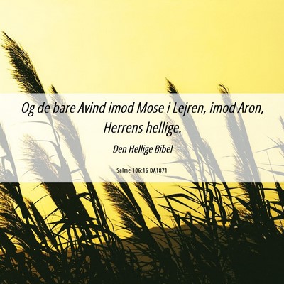 Picture 06 - Salme 106:16 DA1871 - Og de bare Avind imod Mose i Lejren, imod Aron, - Bible Verse Picture