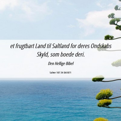 Picture 06 - Salme 107:34 DA1871 - et frugtbart Land til Saltland for deres Ondskabs - Bible Verse Picture