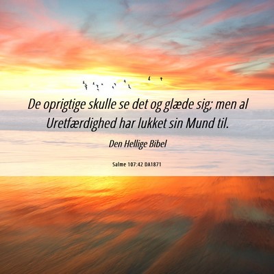 Picture 06 - Salme 107:42 DA1871 - De oprigtige skulle se det og glæde sig; men al - Bible Verse Picture
