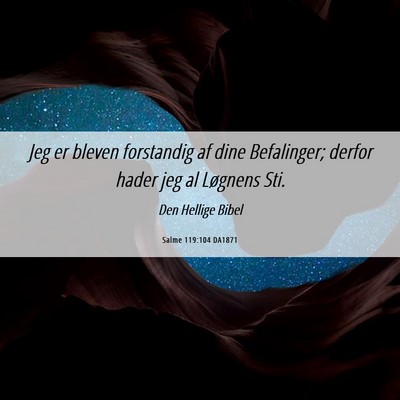 Picture 06 - Salme 119:104 DA1871 - Jeg er bleven forstandig af dine Befalinger; - Bible Verse Picture