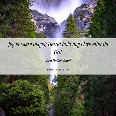 Picture 06 - Salme 119:107 DA1871 - Jeg er saare plaget; Herre! hold mig i Live efter - Bible Verse Picture