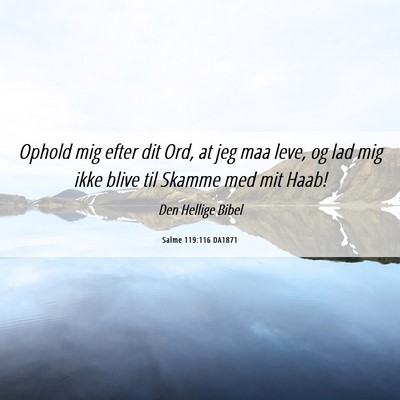 Picture 06 - Salme 119:116 DA1871 - Ophold mig efter dit Ord, at jeg maa leve, og lad - Bible Verse Picture