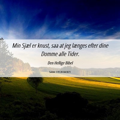 Picture 06 - Salme 119:20 DA1871 - Min Sjæl er knust, saa at jeg længes efter dine - Bible Verse Picture