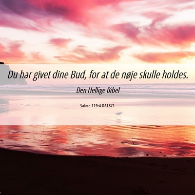 Picture 06 - Salme 119:4 DA1871 - Du har givet dine Bud, for at de nøje skulle - Bible Verse Picture