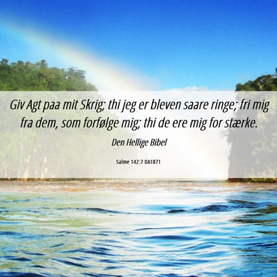 Picture 06 - Salme 142:7 DA1871 - Giv Agt paa mit Skrig; thi jeg er bleven saare - Bible Verse Picture
