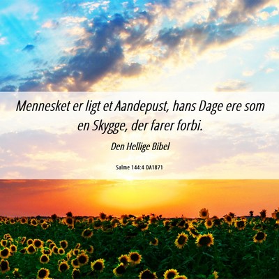 Picture 06 - Salme 144:4 DA1871 - Mennesket er ligt et Aandepust, hans Dage ere som - Bible Verse Picture