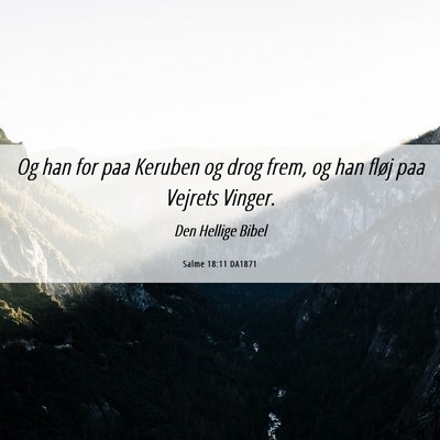 Picture 06 - Salme 18:11 DA1871 - Og han for paa Keruben og drog frem, og han fløj - Bible Verse Picture