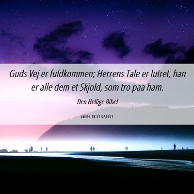 Picture 06 - Salme 18:31 DA1871 - Guds Vej er fuldkommen; Herrens Tale er lutret, - Bible Verse Picture